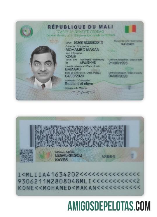 Modelo de cartão de identificação errado